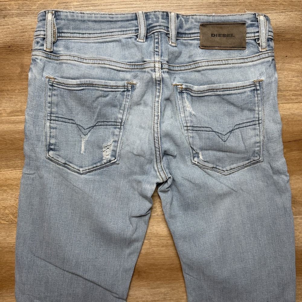 Diesel Sleenker Jeans Men 28x32 Blue Slim Skinny Stretch Light Wash Thrash 086AT - Picture 4 of 16
